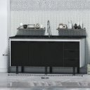 Ver imagem 5 de Gabinete Cozinha 3 Portas 3 Gavetas 100% MDF Multiuso 194cm:Preto/Preto