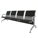 Ver imagem 1 de Longarina Estofada 4 Lug Nr-17 Dubai Fratini 226 Cm Aço Carbono, Cromado e Pintura Cinza C/ Braços