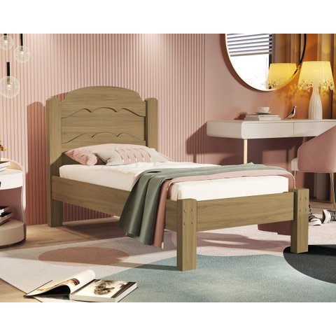 Cama de Solteiro Estrados Reforçados Segurança 100% MDF Lais:‎ Amêndoa