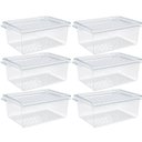 Ver imagem 1 de Kit 6 Organizadores de Geladeira com Tampa 660ml Cozinha Restaurante Multiuso Transparente Uz