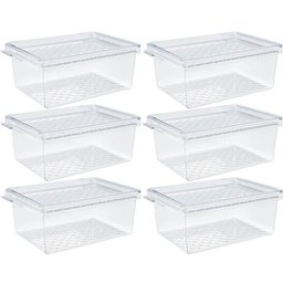 Kit 6 Organizadores de Geladeira com Tampa 660ml Cozinha Restaurante Multiuso Transparente Uz - 1