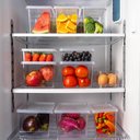 Ver imagem 3 de Kit 6 Organizadores de Geladeira com Tampa 660ml Cozinha Restaurante Multiuso Transparente Uz