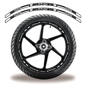 Friso de Roda Adesivo Refletivo Racing Branco e Preto Cobra Motoparts