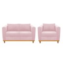 Ver imagem 1 de Kit Sofá 2 Lugares e Poltrona Europa Suede Rosa Bebê Doce Sonho Móveis