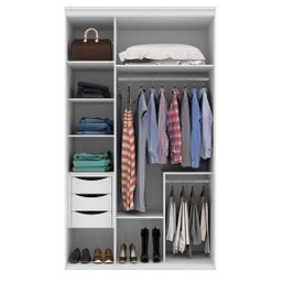 Guarda Roupa Solteiro com Espelho 3 Portas 3 Gavetas MDF Originale Belmax:Branco - 3