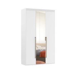 Guarda Roupa Solteiro com Espelho 3 Portas 3 Gavetas MDF Originale Belmax:Branco - 2