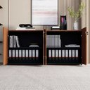 Ver imagem 4 de Armário Baixo 158,5cm Duplo com 4 Portas Tampo Embutido Corporate Marrom/Nogal/Preto