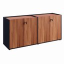 Ver imagem 2 de Armário Baixo 158,5cm Duplo com 4 Portas Tampo Embutido Corporate Marrom/Nogal/Preto