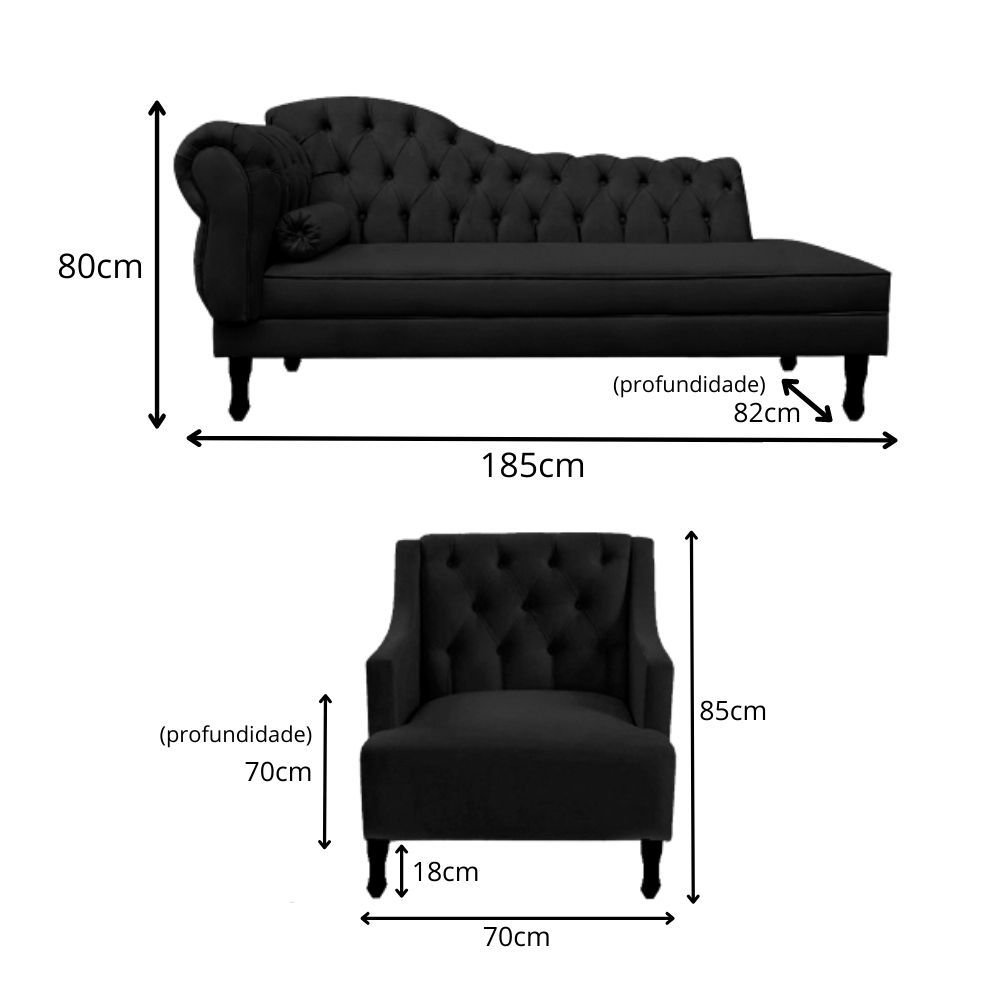 Divã Cancun 185cm Direito +2 Poltronas Genesis Marrom - 2