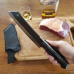 Cutelo Artesanal 8' Churrasco Cabo de Madeira Carne Cozinha Brut Forge Aço Carbono 1070 - 4