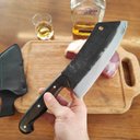 Ver imagem 2 de Cutelo Artesanal 8' Churrasco Cabo de Madeira Carne Cozinha Brut Forge Aço Carbono 1070