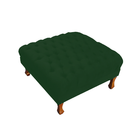 Puff Banco Retrô Luis Xv Capitonê 40 x 70 x 70cm Quarto Closet Suede Verde - LM DECOR