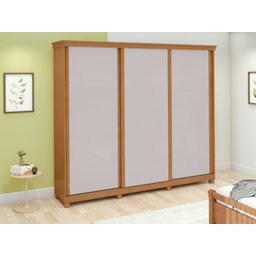 Guarda-roupas Caleb 270cm 3 Portas 9 Gavetas 5 Prateleiras com Pés 3gav3 - Lopas Amendoa Clean/off W - 7