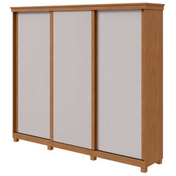 Guarda-roupas Caleb 270cm 3 Portas 9 Gavetas 5 Prateleiras com Pés 3gav3 - Lopas Amendoa Clean/off W - 1