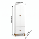 Ver imagem 6 de Guarda-Roupa Infantil Magia 66,5cm 2 Portas 2 Gavetas MDP Cabideiro Pés Madeira - Branco