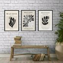 Ver imagem 1 de Kit 3 Quadros Decorativos Minimalistas Folhas matisse 24x18cm:madeira Preta