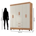 Ver imagem 2 de Kit Guarda-Roupa Casal 6 Portas com Cômoda 4 Gavetas Lisa Nature/Off White