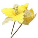 Ver imagem 1 de Kit 10 Flores Com Cabo Artificial Decoração De Natal Com Glitter 27cm