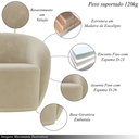 Ver imagem 3 de Conjunto 1 Sofá Living 180cm e 1 Poltrona Decorativa Sala de Estar Íbis Encosto Fixo Veludo Bege G33