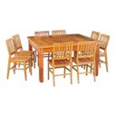 Ver imagem 1 de Conjunto Mesa de Jantar 1,4x1,4 m com 8 Cadeiras Madri Madeira Maciça