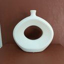 Ver imagem 2 de Vaso Decorativo Enfeite Casa Cerâmica 20x20x3cm Branco