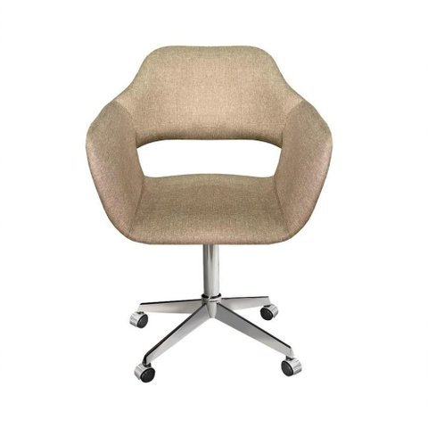 Poltrona Zara Giratória Reclinável Suede Linho Marrom Bella Decor
