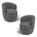 Ver imagem 1 de Kit 02 Poltronas Decorativas Aisha Orgânica Bouclê Cinza Escuro - Desk Design