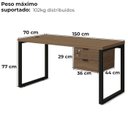 Ver imagem 4 de Mesa Escritorio 150 com Gaveteiro Industrial Frame Munique Kappesberg