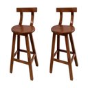 Ver imagem 1 de Kit 2 Banquetas Altas de Madeira com Encosto Girafa Imbuia - Marrom