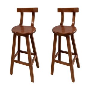 Kit 2 Banquetas Altas de Madeira com Encosto Girafa Imbuia - Marrom