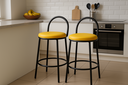 Ver imagem 1 de Kit 2 Bancos Redondo de Aço com 44cm de Altura:amarelo