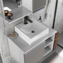 Ver imagem 6 de Conjunto Gabinete Banheiro Virtus 60cm - Gabinete + Cuba + Espelheira Branco Cinza