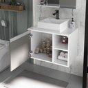 Ver imagem 5 de Conjunto Gabinete Banheiro Virtus 60cm - Gabinete + Cuba + Espelheira Branco Cinza