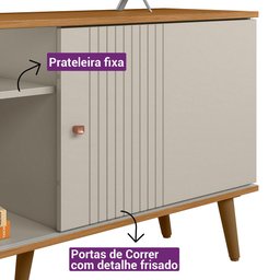 Rack para Tv até 50 Polegadas Rubi Nature Off White Linea Brasil - 9