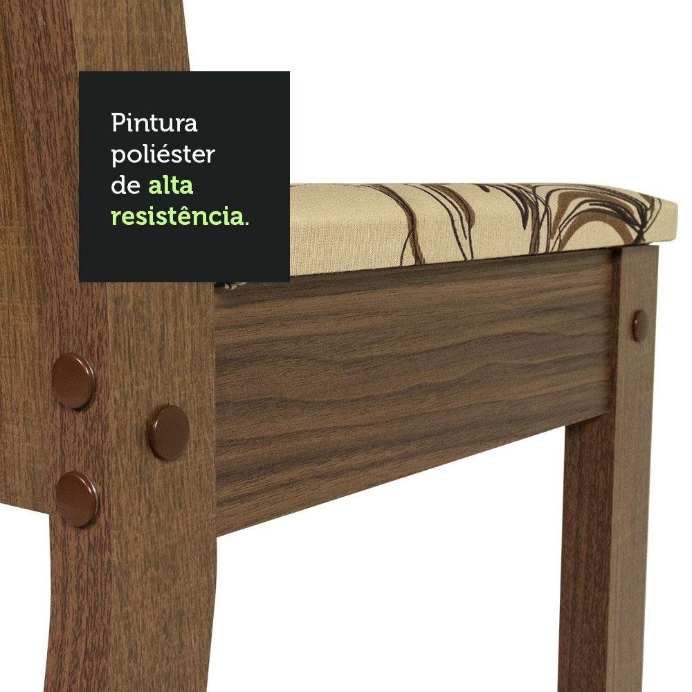 Conjunto Sala de Jantar Madesa Magda Mesa Tampo de Vidro com 4 Cadeiras - Rustic/lírio Bege - 7