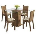 Ver imagem 3 de Conjunto Sala de Jantar Madesa Magda Mesa Tampo de Vidro com 4 Cadeiras - Rustic/lírio Bege