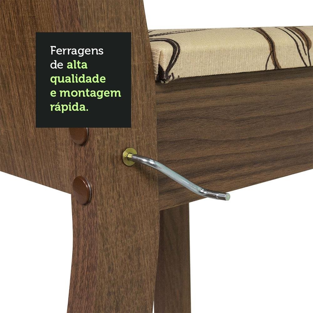 Conjunto Sala de Jantar Madesa Magda Mesa Tampo de Vidro com 4 Cadeiras - Rustic/lírio Bege - 6