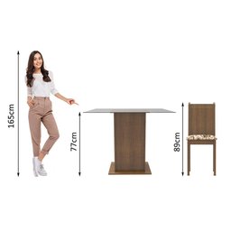 Conjunto Sala de Jantar Madesa Magda Mesa Tampo de Vidro com 4 Cadeiras - Rustic/lírio Bege - 2