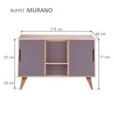 Ver imagem 4 de Aparador Murano Moderno 2 Portas MDP 115cm Cinza Claro Mercado Das Prateleiras