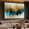 Quadro Abstrato Grande Moderno Decorativo Aura de Ouro com Azul 153x103 - 1