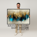 Ver imagem 4 de Quadro Abstrato Grande Moderno Decorativo Aura de Ouro com Azul 153x103