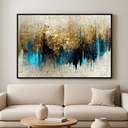 Ver imagem 2 de Quadro Abstrato Grande Moderno Decorativo Aura de Ouro com Azul 153x103