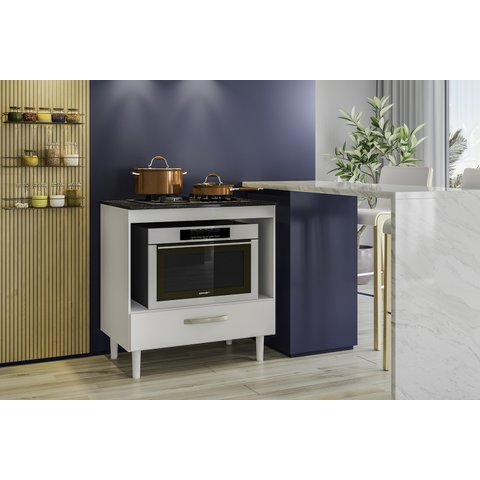 Balcão de Cozinha para Cooktop com 1 gaveta Fit 80 Branco Nicioli