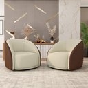 Ver imagem 2 de Kit 2 Poltronas Decorativas Jenny Base Giratória em Metal Preto Bouclê Off White/marrom G45 - Gran B