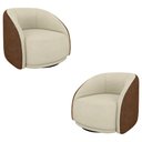 Ver imagem 1 de Kit 2 Poltronas Decorativas Jenny Base Giratória em Metal Preto Bouclê Off White/marrom G45 - Gran B