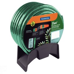 Mangueira Flex Tramontina Verde em Pvc 3 Camadas 15 M com Engate Rosqueado, Esguicho e Suporte Mural - 1