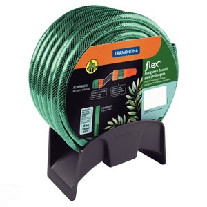 Mangueira Flex Tramontina Verde em Pvc 3 Camadas 15 M com Engate Rosqueado, Esguicho e Suporte Mural
