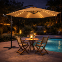 Ver imagem 3 de Ombrelone com Led Articulado Guarda Sol de Praia Jardim Lateral 3 Metros Bege Rm Decor