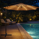Ver imagem 2 de Ombrelone com Led Articulado Guarda Sol de Praia Jardim Lateral 3 Metros Bege Rm Decor