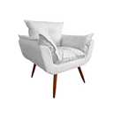 Ver imagem 2 de Poltrona Decorativa Opala Couro Branco Pés Madeira Ms Decor